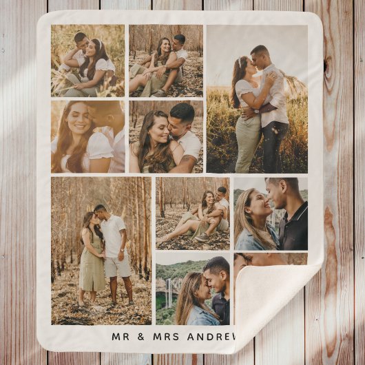 Eenvoudig modern fotocollage, aantrekkelijk sherpa deken