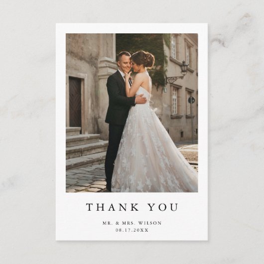 Eenvoudig modern fotohuwelijk bedankkaart (Voorkant)