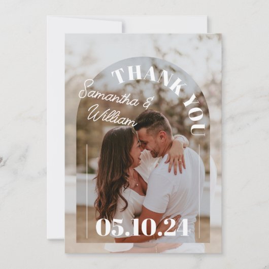 Eenvoudig modern fotohuwelijk bedankkaart (Voorkant)