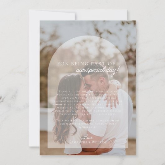 Eenvoudig modern fotohuwelijk bedankkaart (Achterkant)