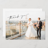 Eenvoudig modern fotohuwelijk bedankkaart (Voorkant / Achterkant)