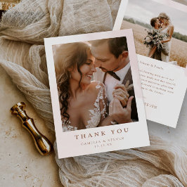 Eenvoudig modern fotohuwelijk bedankkaart