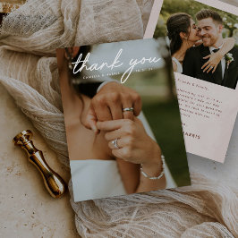 Eenvoudig modern fotohuwelijk bedankkaart