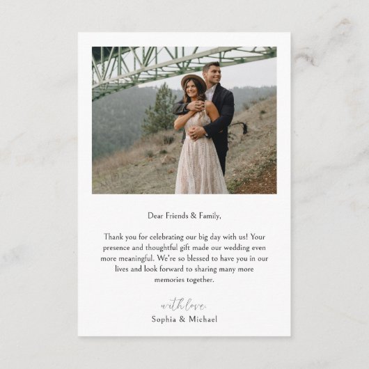 Eenvoudig modern fotohuwelijk bedankkaart (Achterkant)