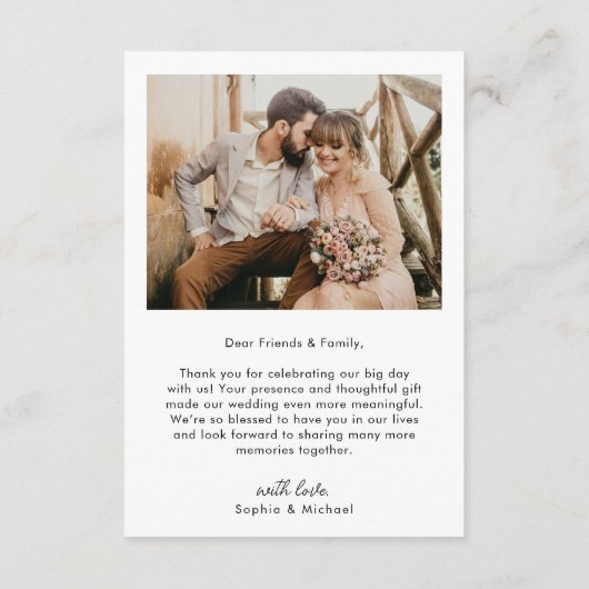Eenvoudig modern fotohuwelijk bedankkaart (Achterkant)