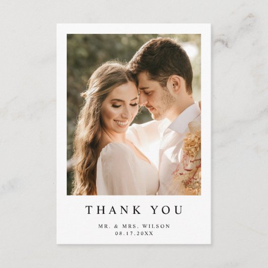Eenvoudig modern fotohuwelijk bedankkaart (Voorkant)
