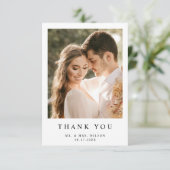 Eenvoudig modern fotohuwelijk bedankkaart (Staand voorkant)