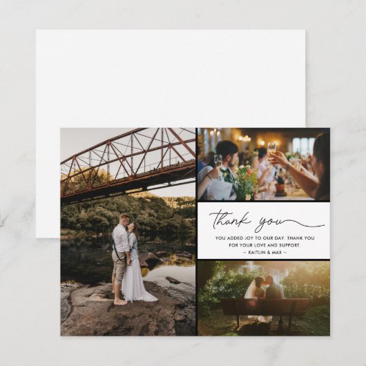 Eenvoudig modern fotohuwelijk bedankt (Voorkant / Achterkant)