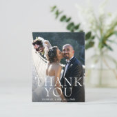 Eenvoudig modern fotohuwelijk bedankt briefkaart (Staand voorkant)