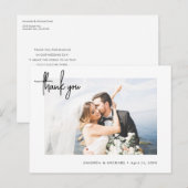 Eenvoudig modern fotohuwelijk bedankt briefkaart (Voorkant / Achterkant)