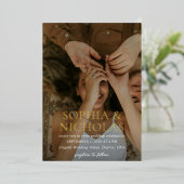 Eenvoudig modern fotohuwelijk folie uitnodiging (Staand Voorkant)