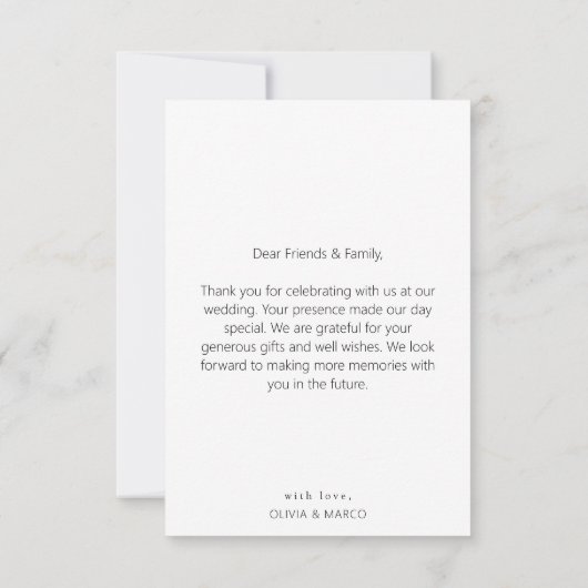 Eenvoudig modern fotohuwelijk Hartelijk dank Bedankkaart (Achterkant)