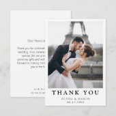 Eenvoudig modern fotohuwelijk Hartelijk dank Bedankkaart (Voorkant / Achterkant)