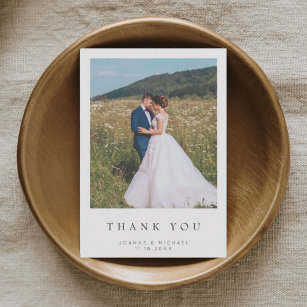 Eenvoudig modern fotohuwelijk Hartelijk dank Bedankkaart