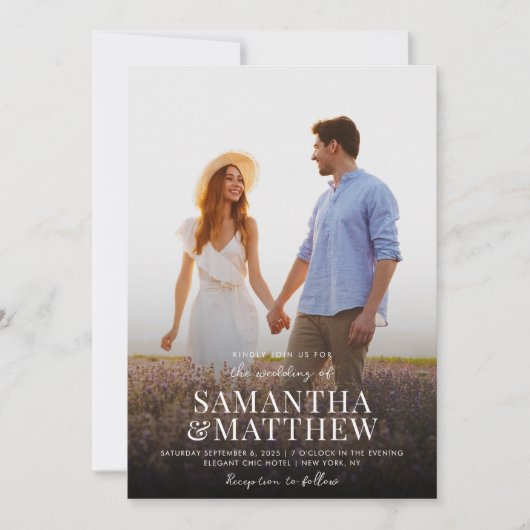 Eenvoudig modern fotohuwelijk kaart (Voorkant)