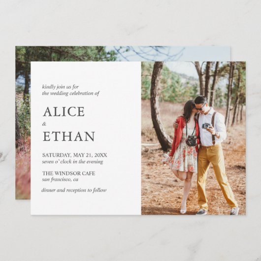 Eenvoudig modern fotohuwelijk kaart (Voorkant / Achterkant)