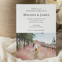 Eenvoudig modern fotohuwelijk kaart