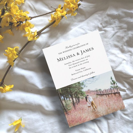Eenvoudig modern fotohuwelijk kaart