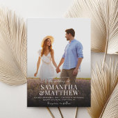 Eenvoudig modern fotohuwelijk kaart
