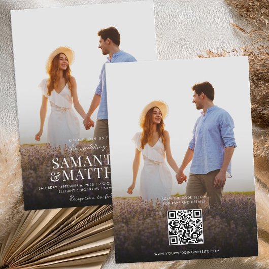 Eenvoudig modern fotohuwelijk kaart