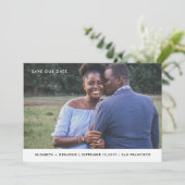 Eenvoudig modern fotohuwelijk save the date (Staand voorkant)