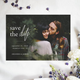 Eenvoudig modern fotohuwelijk save the date
