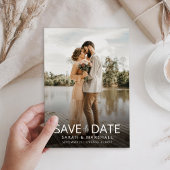 Eenvoudig modern fotohuwelijk save the date