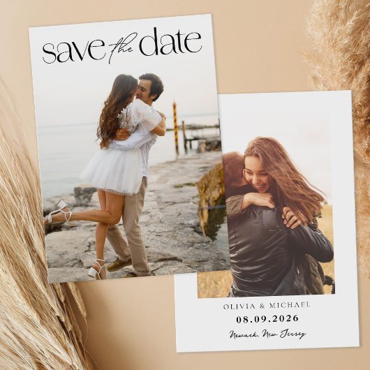 Eenvoudig modern fotohuwelijk save the date