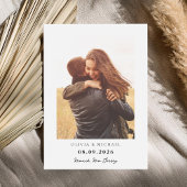 Eenvoudig modern fotohuwelijk save the date