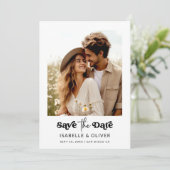 Eenvoudig modern fotohuwelijk: sla de datumkaart o kaart (Staand voorkant)