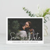 Eenvoudig modern fotohuwelijk: sla de datumkaart o save the date (Staand voorkant)