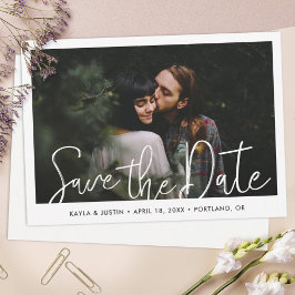 Eenvoudig modern fotohuwelijk: sla de datumkaart o save the date