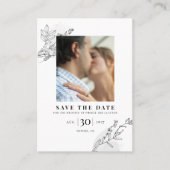 Eenvoudig modern fotohuwelijk: sla de datumkaart o visitekaartje (Voorkant)