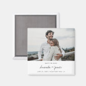 Eenvoudig modern fotohuwelijk sparen de Date Fridg Magneet (Voorkant / Achterkant)