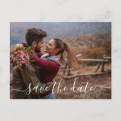 Eenvoudig modern fotohuwelijk sparen de datum aankondigingskaart (Voorkant)