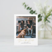 Eenvoudig modern fotohuwelijk sparen de datum aankondigingskaart (Staand voorkant)