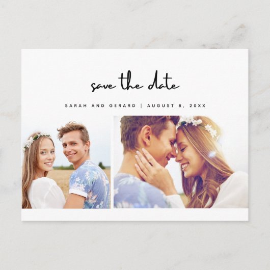 Eenvoudig modern fotohuwelijk sparen de datum aankondigingskaart (Voorkant)
