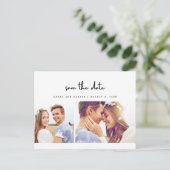 Eenvoudig modern fotohuwelijk sparen de datum aankondigingskaart (Staand voorkant)