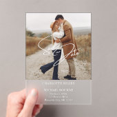 Eenvoudig modern fotohuwelijk sparen de datum acryl uitnodigingen (Insitu (Draagbaar))