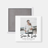 Eenvoudig modern fotohuwelijk sparen de datum magneet (Voorkant / Achterkant)