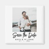 Eenvoudig modern fotohuwelijk sparen de datum magneet (Voorkant)