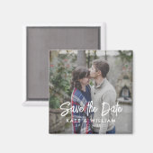 Eenvoudig modern fotohuwelijk sparen de datum magneet (Voorkant / Achterkant)