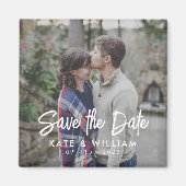 Eenvoudig modern fotohuwelijk sparen de datum magneet (Voorkant)