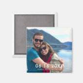 Eenvoudig modern fotohuwelijk sparen de datum magneet (Voorkant / Achterkant)