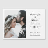 Eenvoudig modern fotohuwelijk sparen de datum magnetische uitnodiging (Voorkant)