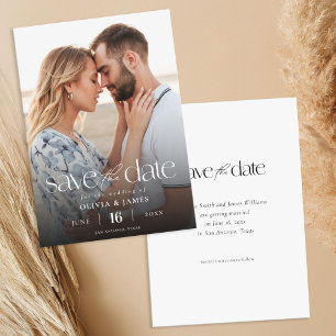 Eenvoudig modern fotohuwelijk sparen de datum save the date