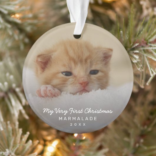 Eenvoudig modern fotokattenkat voor eerste kerstmi ornament (Boom)