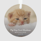 Eenvoudig modern fotokattenkat voor eerste kerstmi ornament (achterkant)