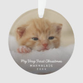 Eenvoudig modern fotokattenkat voor eerste kerstmi ornament (voorkant)