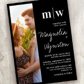 Eenvoudig modern fotomonogram bruiloft kaart